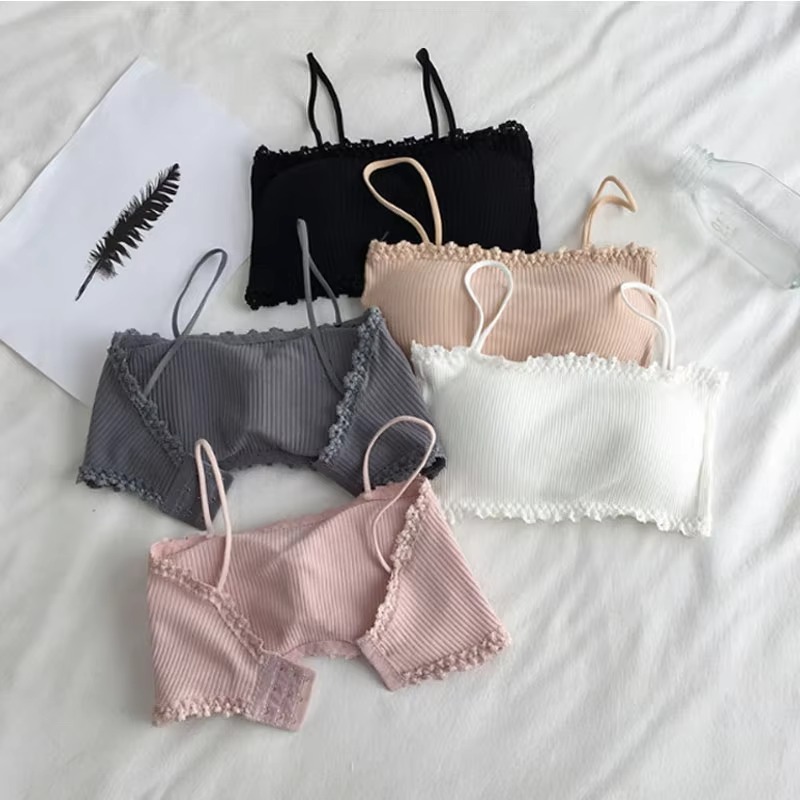 Suspender Tank Top - 여성용 코튼 브라 여성용 튜브 탑