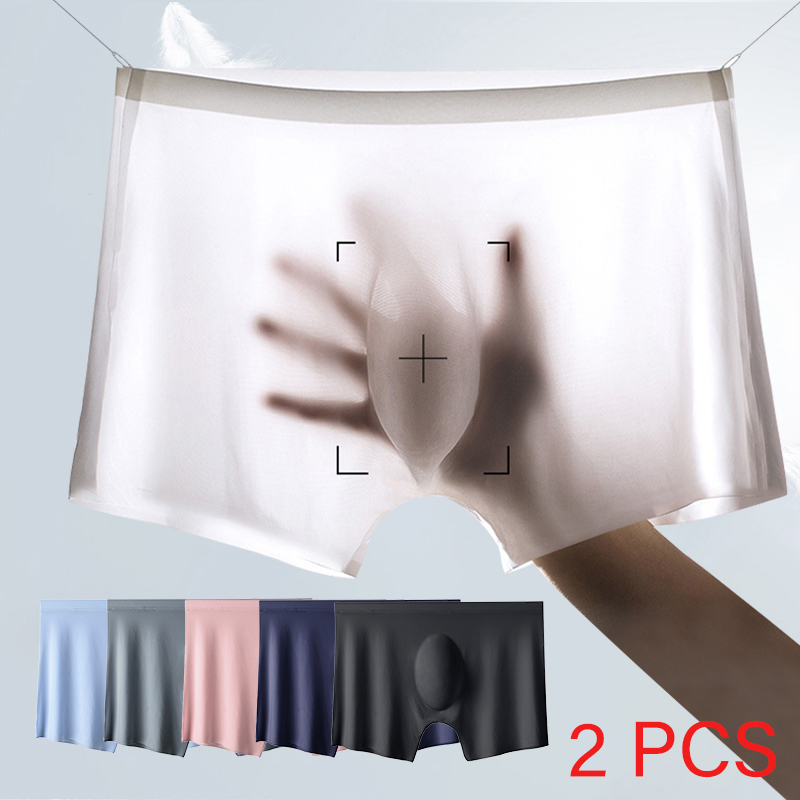 2 개/몫 남자의 울트라 얇은 팬티 여름 얼음 실크 복 - Multi Pack Underwear 리뷰 및 가격